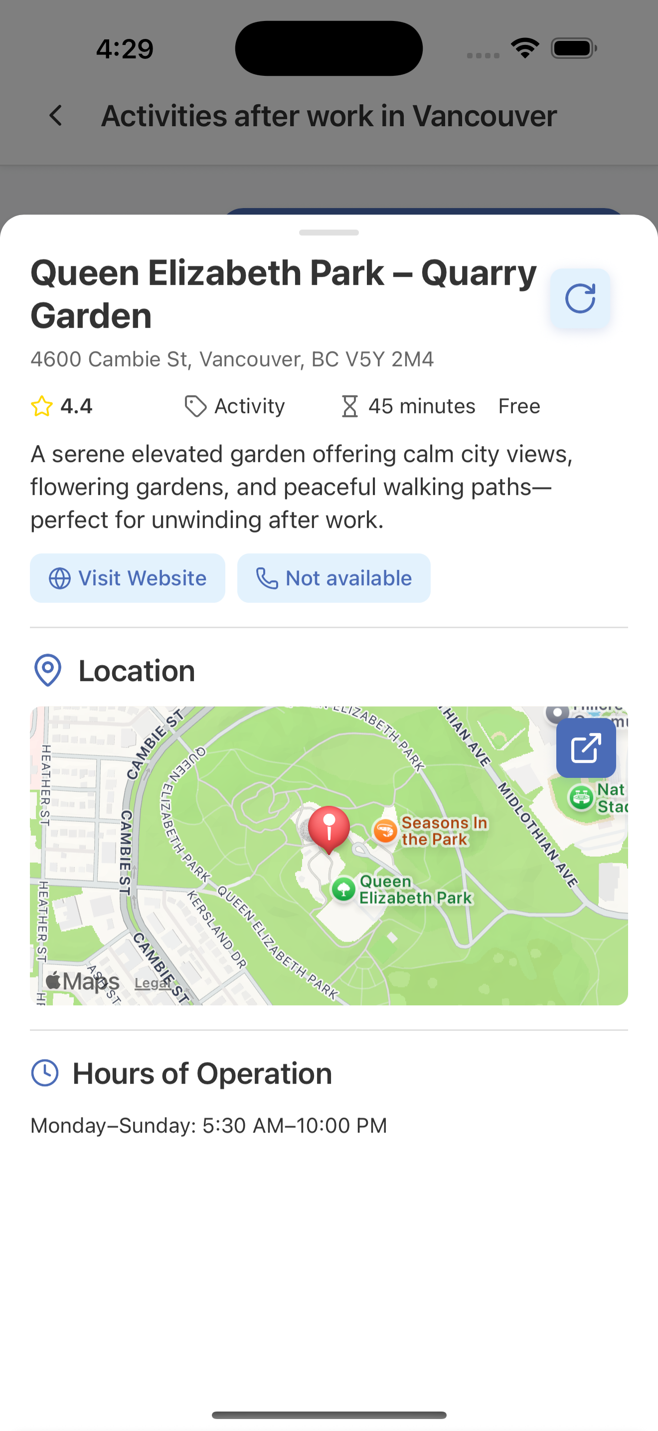 Location Details Screenshot iOS